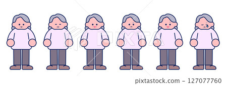 Simple pop grandma full body illustration/facial expression set Simple pop grandma full body illustration/facial expression set 127077760