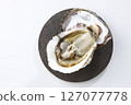Seasonal rock oysters on a white background 127077778