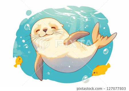 Seals swimming in the sea Seals swimming in the sea 127077803