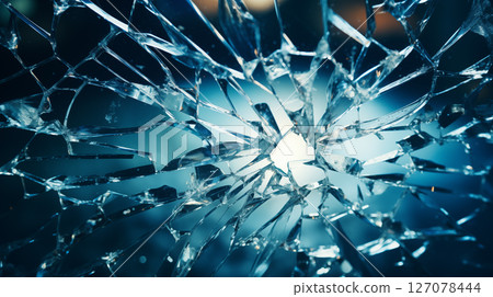 broken window. glass broken in cracks abstract background. 127078444