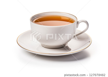 Cup of tea. Glass cup of hot aromatic tea on white background Cup of tea. Glass cup of hot aromatic tea on white background 127078482
