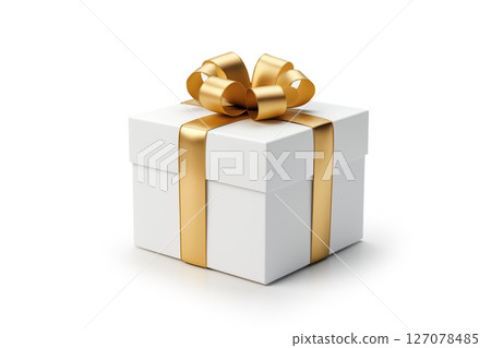 gift box with ribbon on white background. gift box with ribbon on white background. 127078485