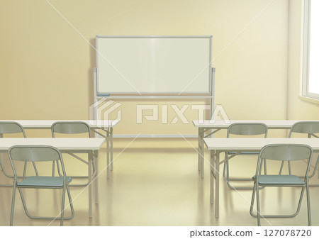Whiteboard and desks and chairs lined up background illustration Whiteboard and desks and chairs lined up background illustration 127078720