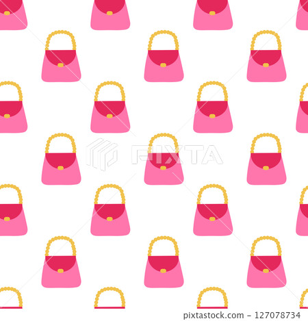 Seamless pattern with Princess Pink Bag. Vector flat illustration. Seamless pattern with Princess Pink Bag. Vector flat illustration. 127078734