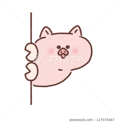 A cute pig peeking out from the wall A cute pig peeking out from the wall 127078887