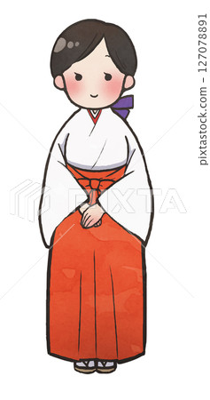 插畫材料:手繪風格的巫女 插畫材料:手繪風格的巫女 127078891