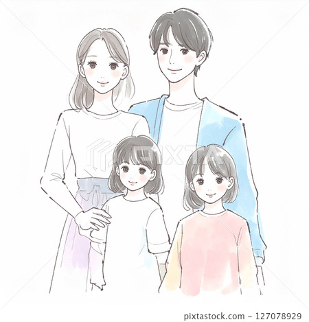 Illustration material for parents and children, families, and couples 127078929