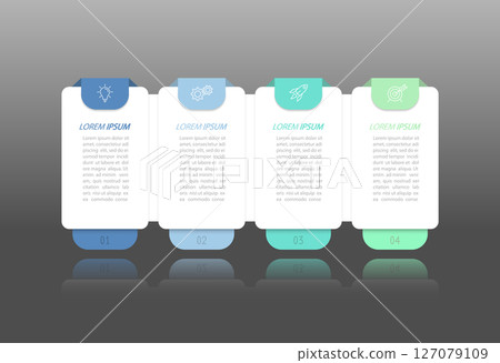 Infographics. 4 stages of development, marketing, workflow or plan. Business strategy with icons. Report and statistics diagram Infographics. 4 stages of development, marketing, workflow or plan. Business strategy with icons. Report and statistics diagram 127079109