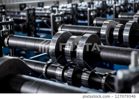 Metal sheet forming machine at the modern metalwork factory. Metal sheet forming machine at the modern metalwork factory. 127079346