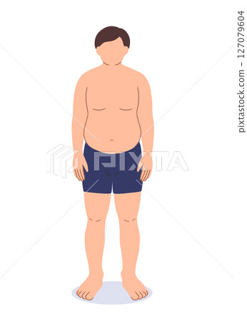 Illustration of a chubby man without main lines 127079604