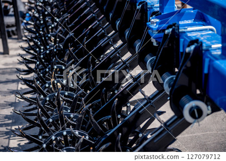 Modern agricultural machinery and equipment. Industrial details. Modern agricultural machinery and equipment. Industrial details. 127079712