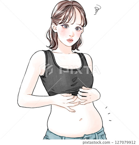 A woman with a protruding belly 127079912