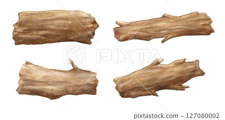 Watercolor tree set, wood trunk isolated on white background. Hand painted illustration Watercolor tree set, wood trunk isolated on white background. Hand painted illustration 127080002