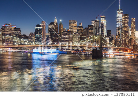 New York night view from Manhattan Bridge 127080111
