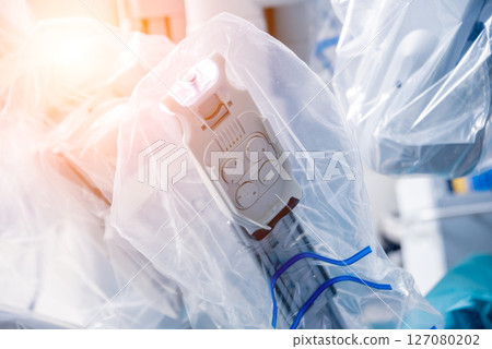 Modern surgical system. Medical robot. Minimally invasive robotic surgery. 127080202