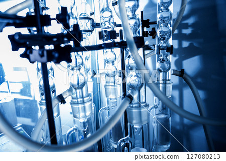 Natural oil quality control. In the industrial laboratory. 127080213