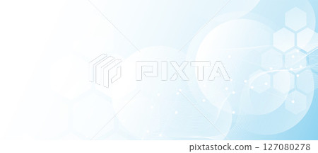 Soft blue abstract background with hexagons and connected wave lines 127080278