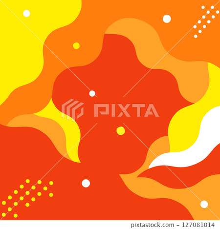 帶有夏季圖像的抽象背景。充滿熱量和能量的向量插圖素材 127081014