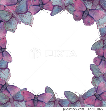 butterfly border- frame watercolor 127081027