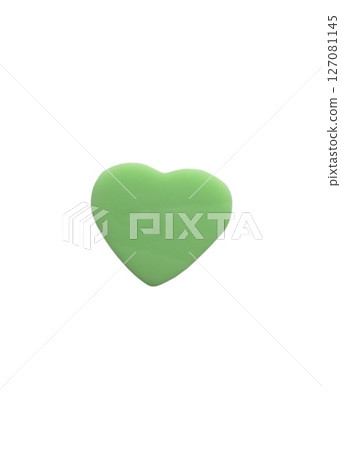 Green eraser in the shape of a heart isolated on white background Green eraser in the shape of a heart isolated on white background 127081145