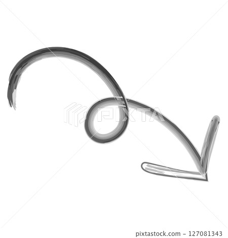 手繪水彩箭頭,向下旋轉 手繪水彩箭頭,向下旋轉 127081343