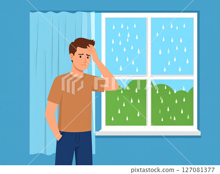 Rain, low pressure, headache, feeling unwell, weather-related illness, low pressure headache 127081377