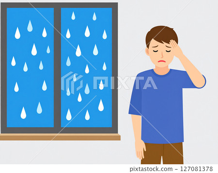 下雨、低壓、頭痛、感覺不適、天氣相關疾病、低壓頭痛 下雨、低壓、頭痛、感覺不適、天氣相關疾病、低壓頭痛 127081378