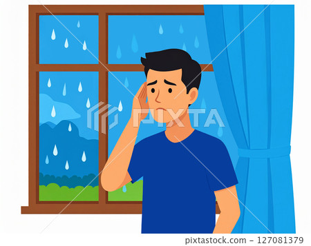 下雨、低壓、頭痛、感覺不適、天氣相關疾病、低壓頭痛 127081379