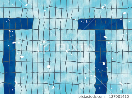 Swimming pool, flickering water surface, watercolor 127081410