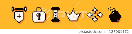 8 bit simple art icons. 127081572