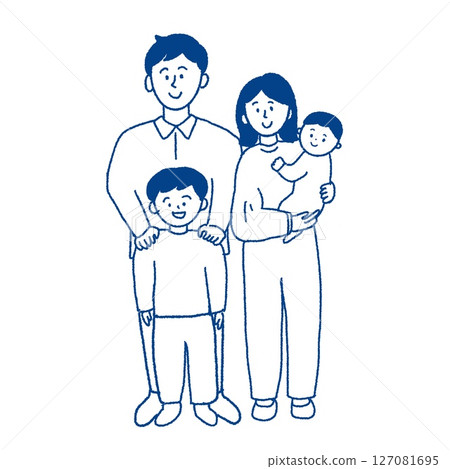 一家四口好朋友的插圖 一家四口好朋友的插圖 127081695