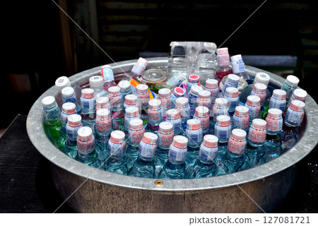 Ramune drinks sold like hotcakes on a sunny festival day 127081721