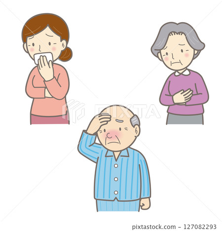 Unwell middle-aged and elderly set 127082293