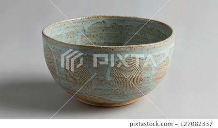 Handcrafted Ceramic Bowl with Unique Fingerprint Pattern, Rustic Pottery Art, Artisan Stoneware Tableware, Minimalist Home Decor 127082337