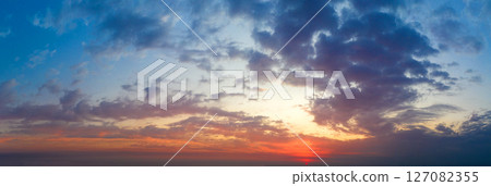 Panorama sunrise sky and cloud at morning background image . Panorama sky and cloud. 127082355