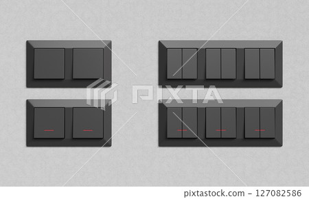 Black Light Switches. 3D Rendering. Black Light Switches. 3D Rendering. 127082586