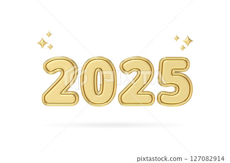 Golden 2025 text with sparkling stars, symbolizing bright and prosperous new year, ideal for New Year celebration themes and festive designs, 3d rendering Golden 2025 text with sparkling stars, symbolizing bright and prosperous new year, ideal for New Year celebration themes and festive designs, 3d rendering 127082914