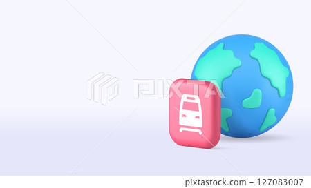 Global travel by train railway locomotive transportation copy space banner template 127083007