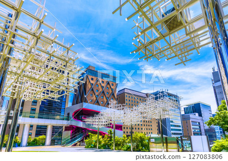 Tokyo cityscape in Japan - View of Shibuya Sakura Stage, Nigiwai Stage and buildings Tokyo cityscape in Japan - View of Shibuya Sakura Stage, Nigiwai Stage and buildings 127083806