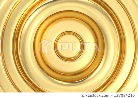 Golden Rings, captivating showcasing concentric golden rings, elegantly crafted to draw the viewer eye into harmonious display of intricate design, 3d rendering 127084216