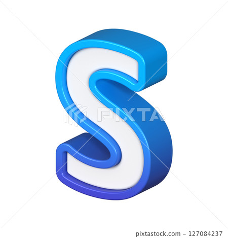 Isometric view of bold Letter S, stands out with its striking blue and white gradient, ready for visual communication, emphasizing clarity and modern feel, 3d rendering 127084237