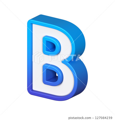 Isometric view of bold Letter B, stands out with its striking blue and white gradient, ready for visual communication, emphasizing clarity and modern feel, 3d rendering Isometric view of bold Letter B, stands out with its striking blue and white gradient, ready for visual communication, emphasizing clarity and modern feel, 3d rendering 127084239