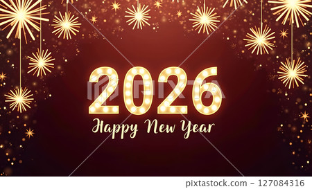 Festive 2026 New Year Celebration with Sparkling Lights and Elegant Typography 127084316