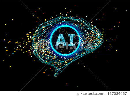 Ai digital brain with shining light Ai digital brain with shining light 127084467