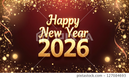 Elegant Happy New Year 2026 Celebration Background with Golden Sparkles Elegant Happy New Year 2026 Celebration Background with Golden Sparkles 127084693