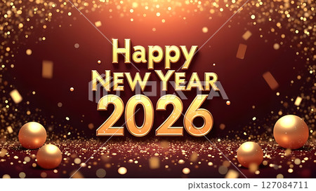 Festive Happy New Year 2026 Celebration Background with Golden Details Festive Happy New Year 2026 Celebration Background with Golden Details 127084711
