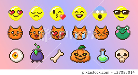 Pixel art emoticon face collection Pixel art emoticon face collection 127085014