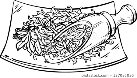 Dry Tea Isolated Outline Illustration Dry Tea Isolated Outline Illustration 127085056