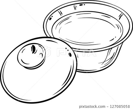 Gaiwan isolated Outline Illustration Gaiwan isolated Outline Illustration 127085058