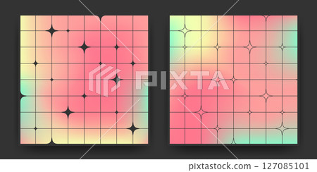 Retro star pattern set - bright y2k backgrounds Retro star pattern set - bright y2k backgrounds 127085101